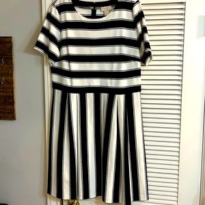 Loft Black and white striped dress